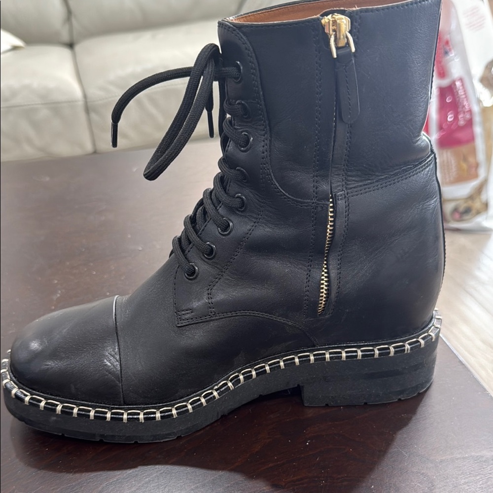Chloe Black Combat Boots with Studded Detail - Picture 3 of 4